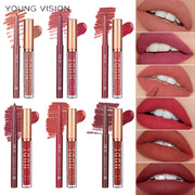 YOUNG VISION Dual Color Lip Liner Lip Gloss Combo Set Color Showing Waterproof Sweatproof Non-Sticky Cup Lip Gloss Set