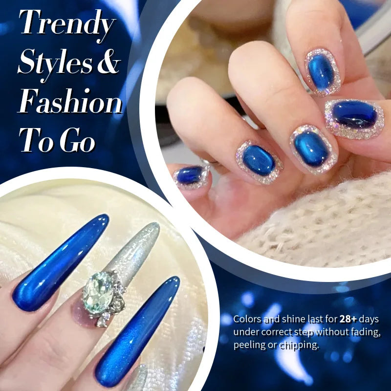 BORN PRETTY 10ml Rhine Lake Blue Cat Magnetic Gel Dark Blue Glitter Soak Off UV Gel Nail Art Varnish Manicure Nail Art Salon