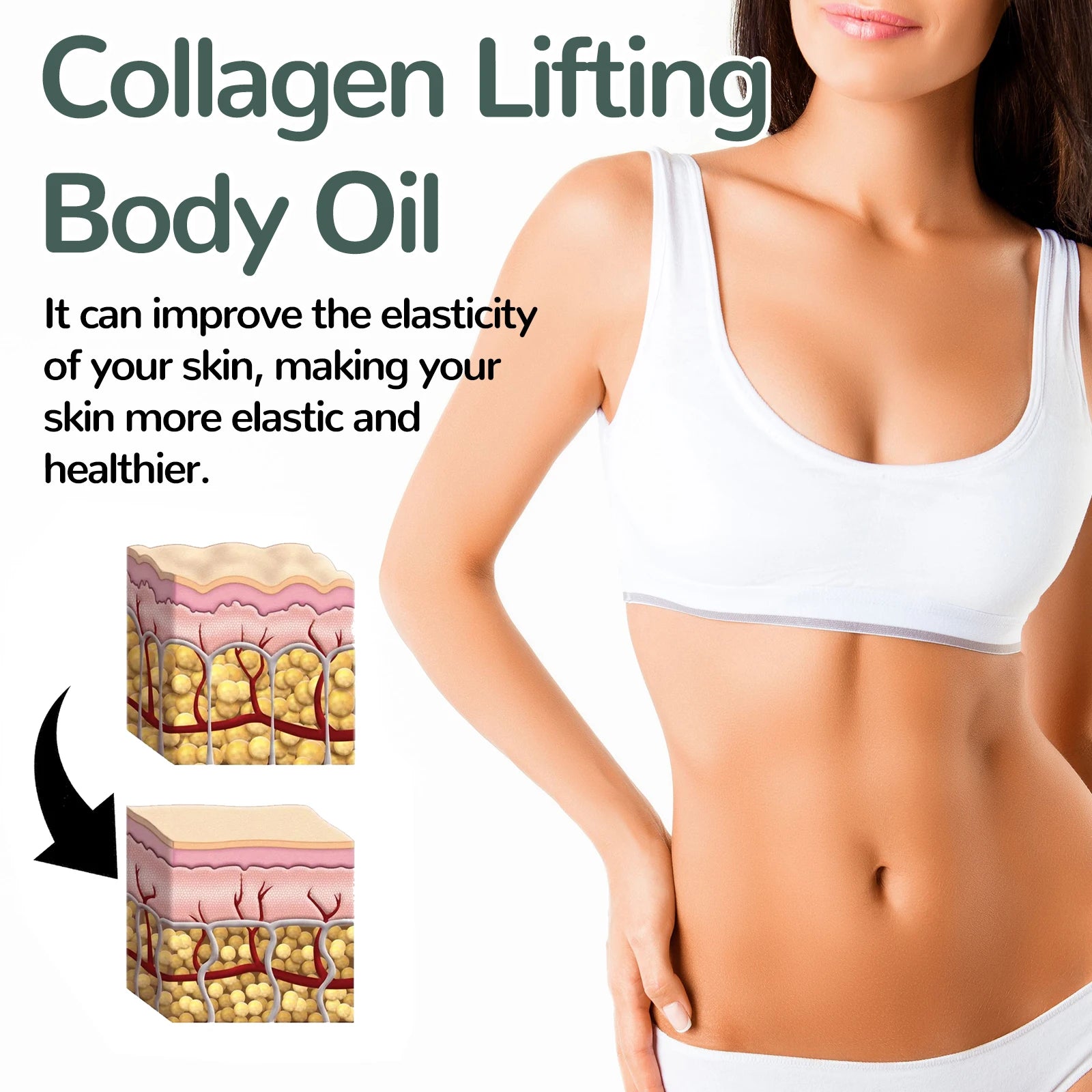 Collagen Firming Body Oil 100ml Enhance Skin Elasticity & Tighten Deep Hydration Moisturizing Refreshing Rosemary Non-Greasy Oil