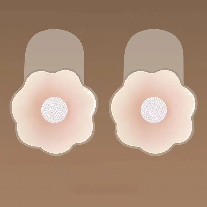 1Pairs Silicone Nipple Cover Lift Up Bra Sticker Adhesive Invisible Bras Chest Patch for Women Reusable Chest Breast Petals Pads