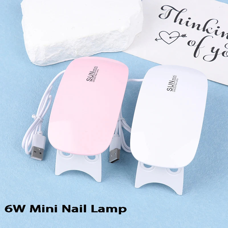 E5 6W Mini Nail Lamp Light UV LED Gel Polish Cured Pink White Nail Dryer Machine Portable USB Cable Home Women Nails Dry Tool