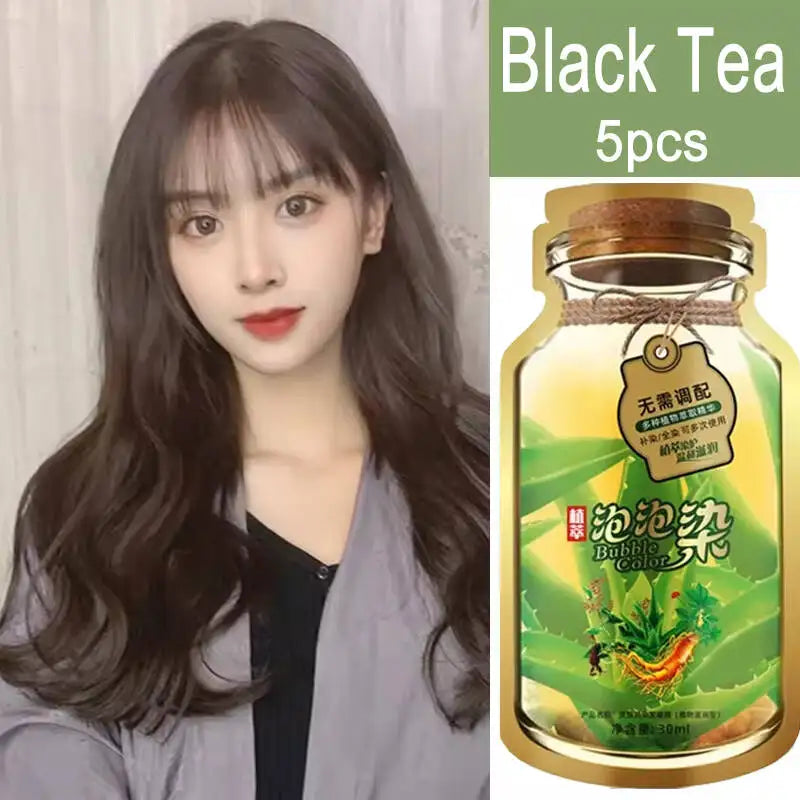 Natural Plant Herbal Hair Dye Shampoo 5 Minutes Change Hair Color Non-irritating Nourishing Repairs Gray White Hair Beauty Care