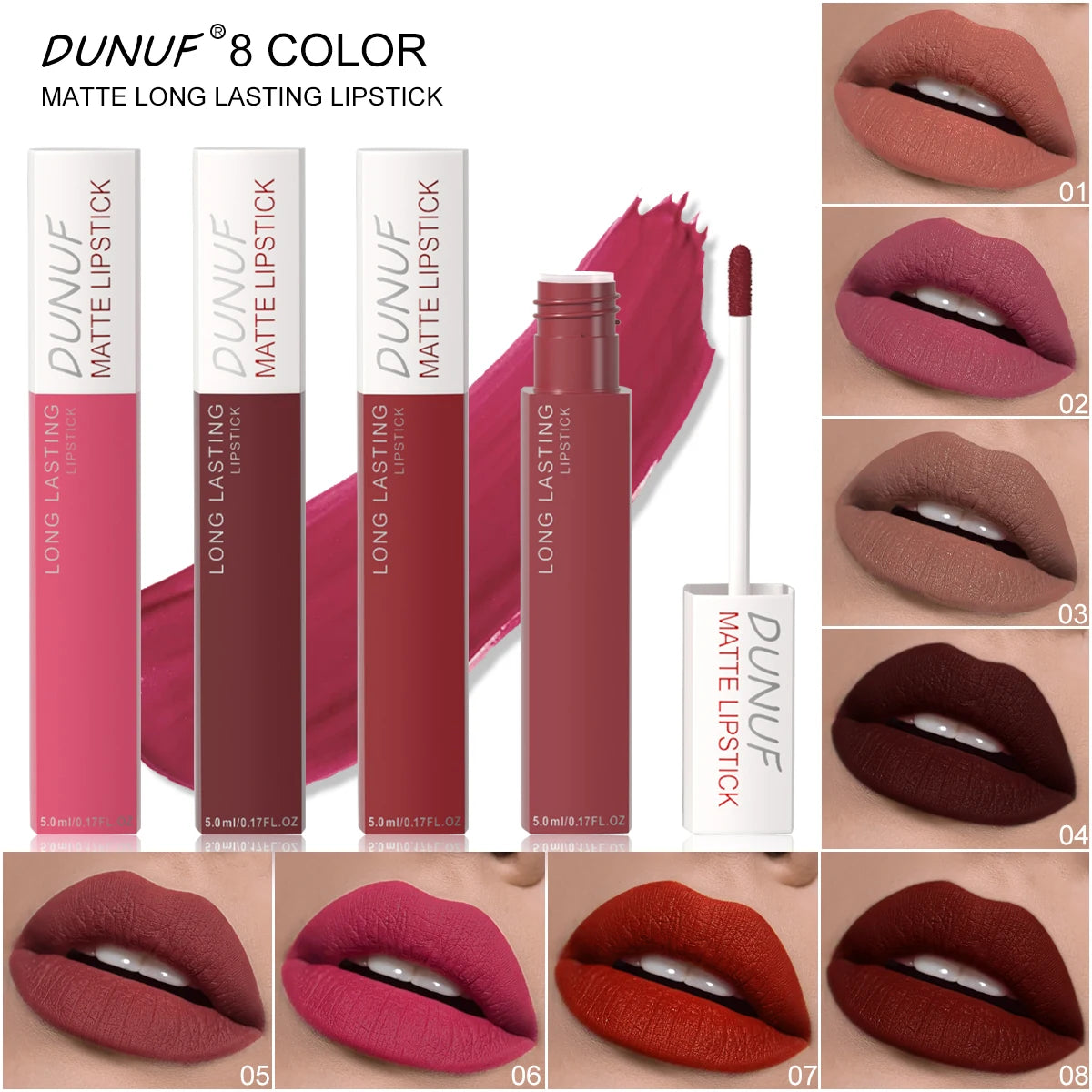 8 Color Easy To Apply Velvet Matte Lip Glaze Waterproof Lasting Liquid Lipstick Red Brown Non Stick Cup Matte Lip Gloss Cosmetic
