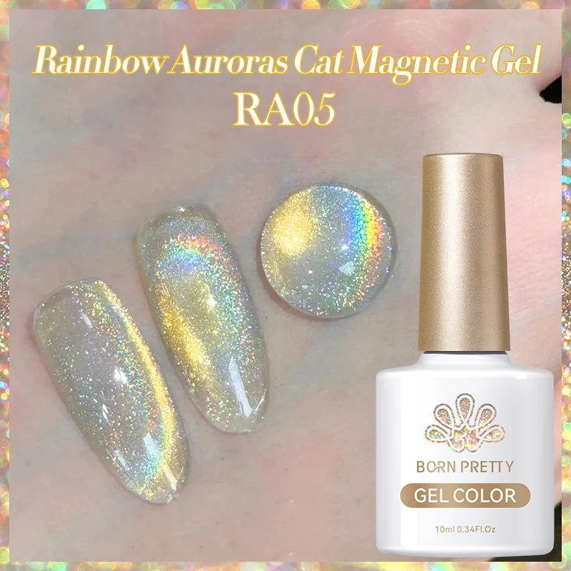 BORN PRETTY 10ml Rose Gold Cat Magnetic Gel Polish Pink Orange Soak Off UV LED Varnis Semi Permanent for Nail Art Design at Home
