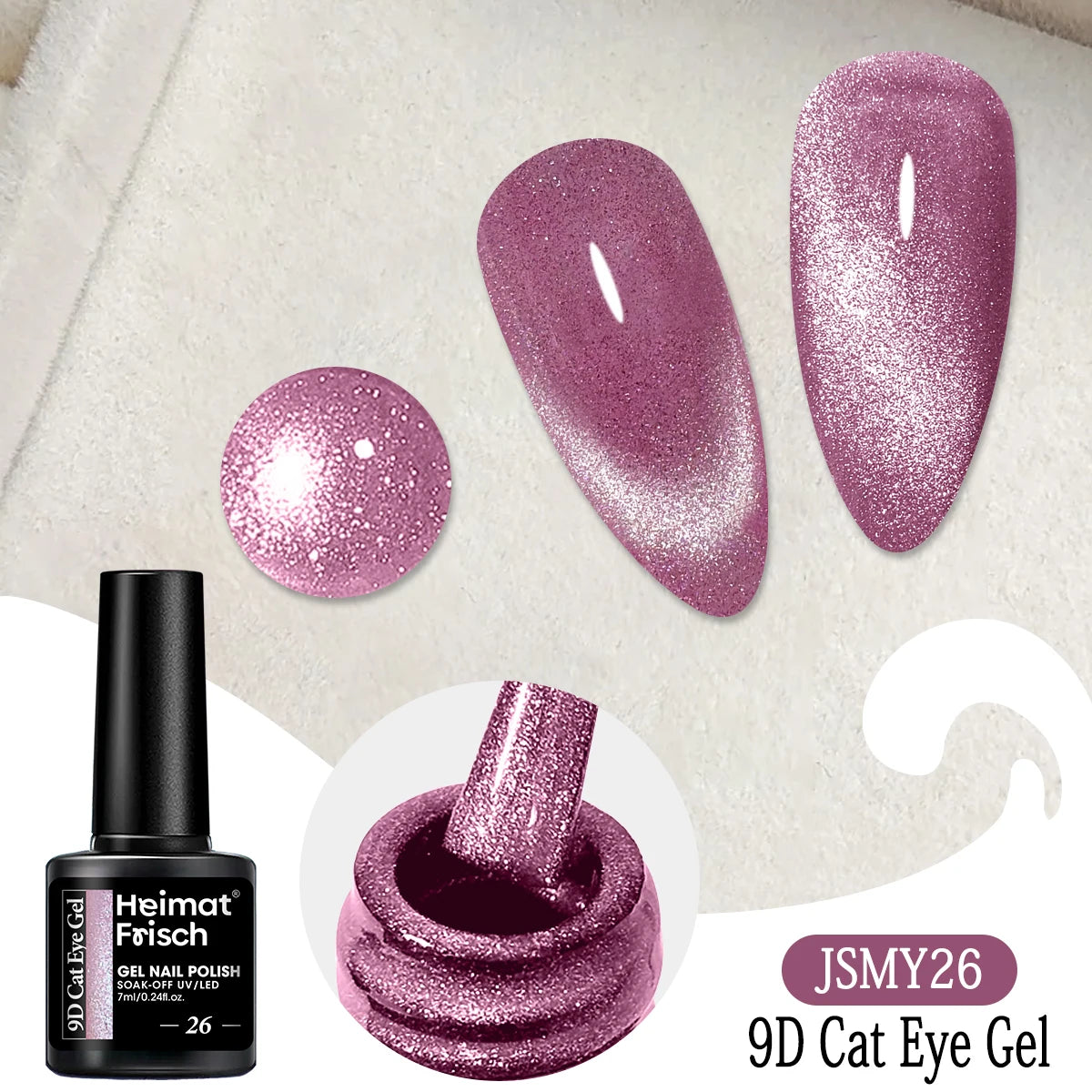 Heimat Frisch Single 0.24oz Crystal Cat Eye Gel Nail Polish - Holographic Glitter, Translucent and Magnetic Effect, Long-Lasting