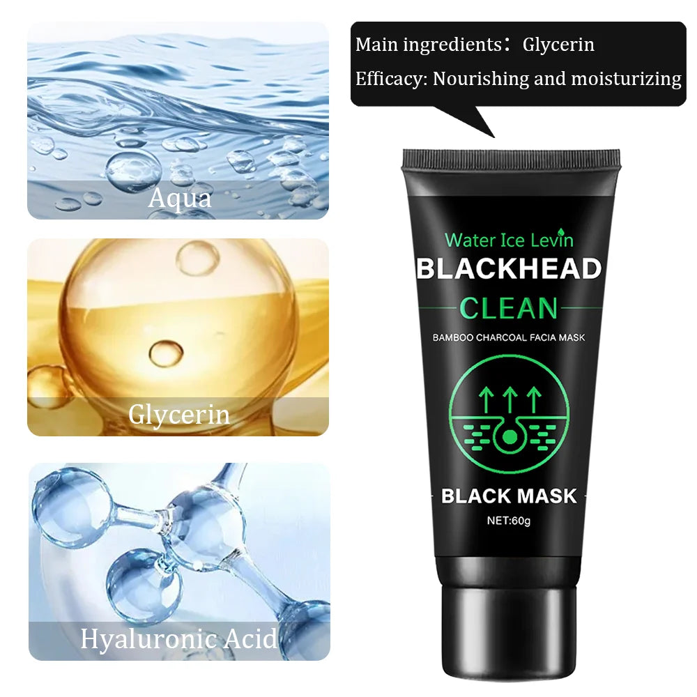 60g Bamboo Charcoal Fiber Mask Blackhead Removal Deep Mask Deep Cleansing Cleansing Exfoliating Mask Treatment Black Mask