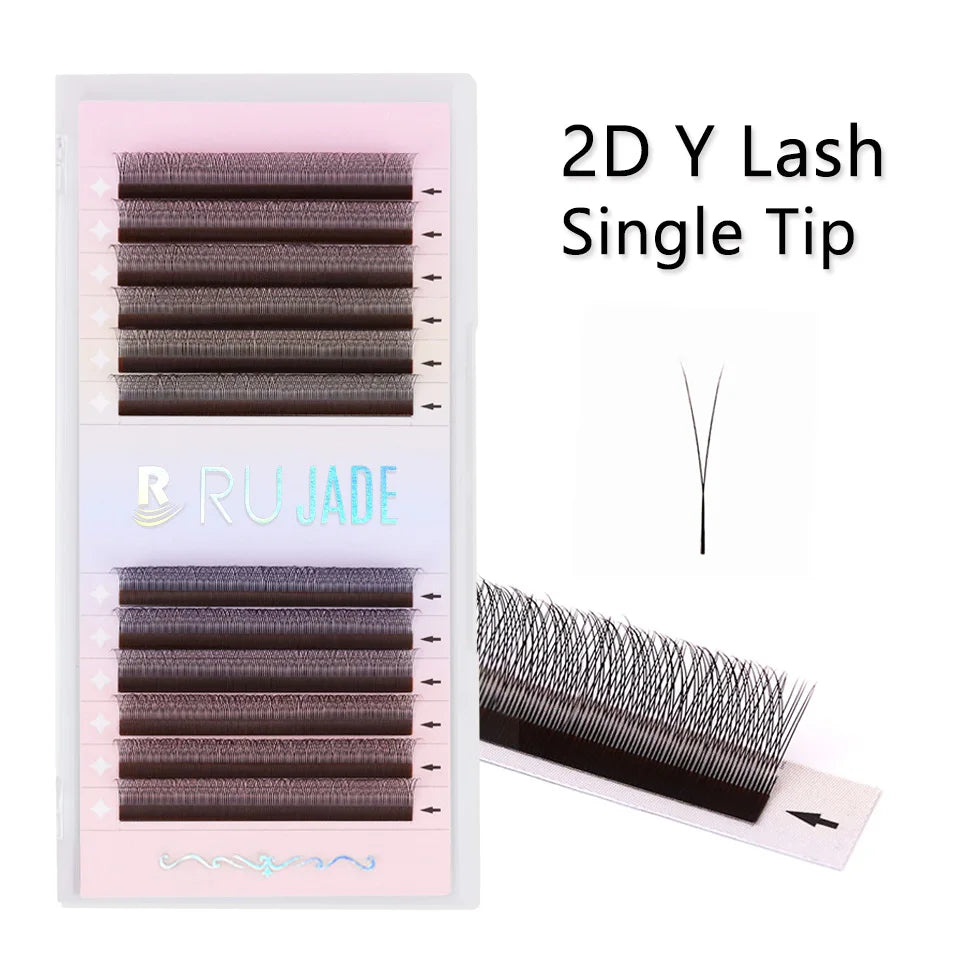 Black/Brown 3DW Lash Premade Fairy Volume Fans Lash Clover Bloom Eyelash Extension Wispy Spike Lash Three-Core Triple Tip Cilios