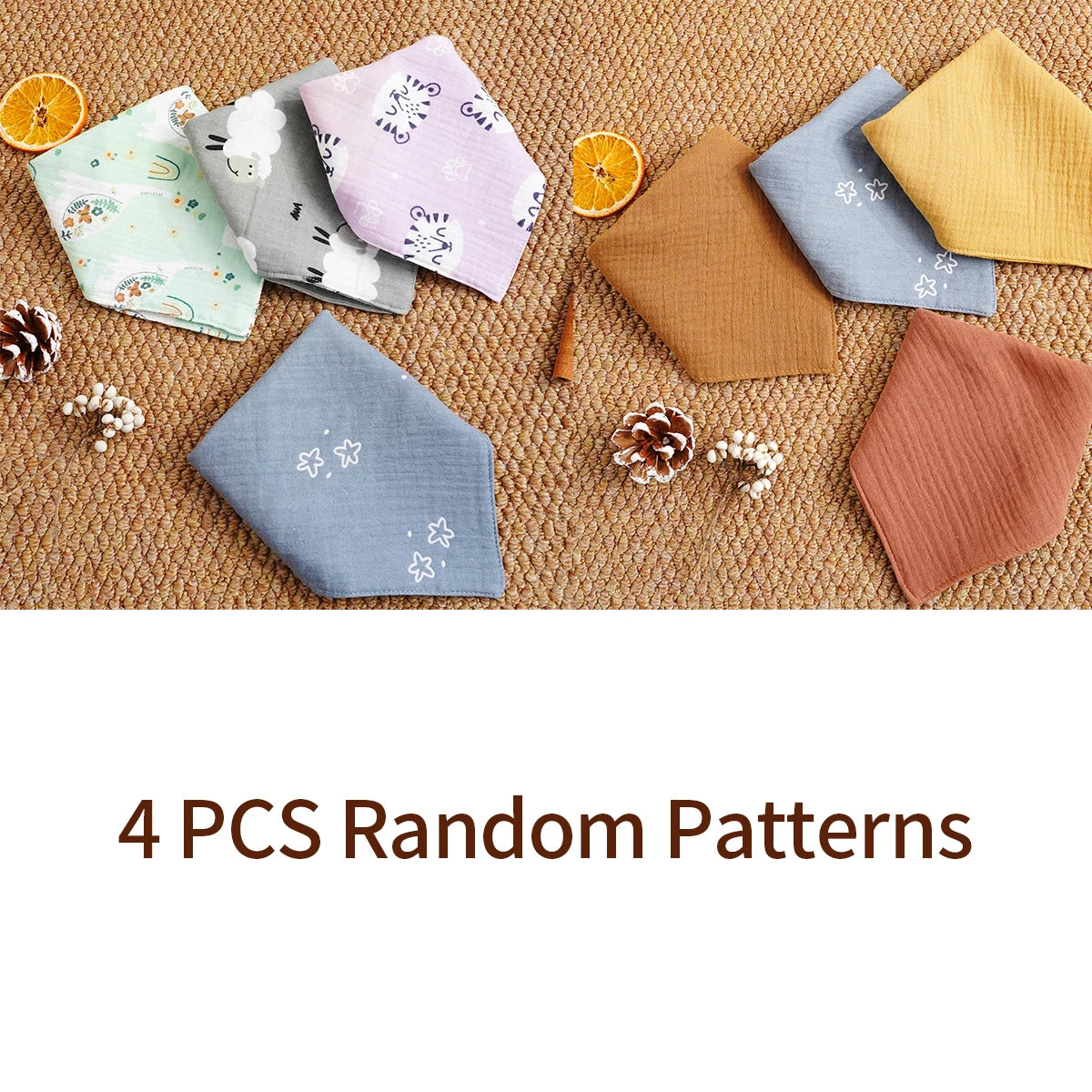 Elinfant 4PCS Baby Face Towel 100% Cotton Crepe Cloth Washcloth Soft Cozy Cloth Wipes Infant Burp Cloth