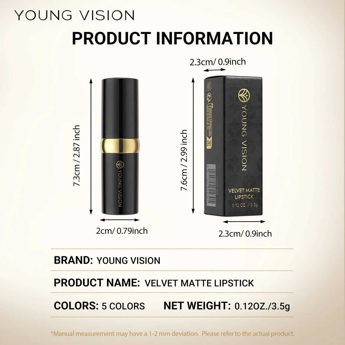 Black Tube Matte Lipstick Non Staying Cup Makeup Lipstick  5 colors available
