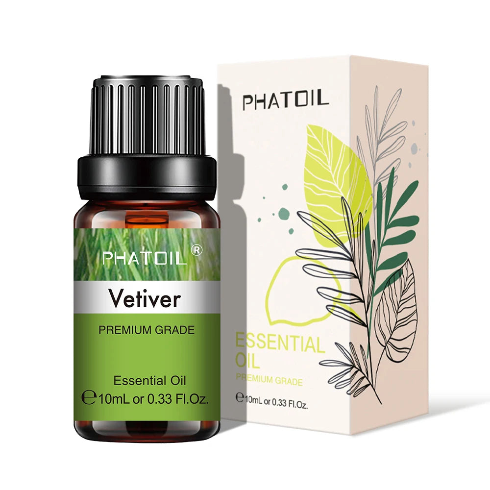 PHATOIL 1PCS Vetiver Essential Oil For Aromatherapy Candle Making 5ml/10ml/30ml/100ml Natural Plant Aroma Essential Oils