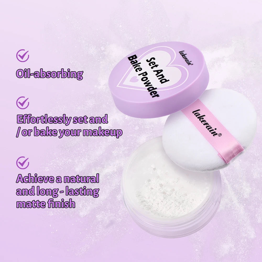 Long Lasting Bake Setting Powder and Puff Puff Pass Set 5 Colors Oil-Absorbing Matte Finish Locks Setting Face Cosmetics kimchi