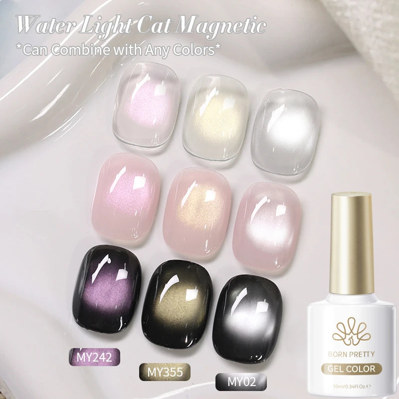 BORN PRETTY 10ml Autumn Gold Pink Glitter Cat Magnetic Gel Nail Polish Jelly Pink Semi Permanent Soak Off UV LED Varnish