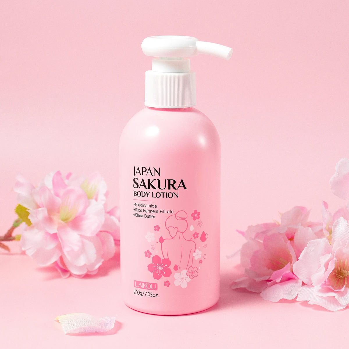 LAIKOU Japan Sakura Body Lotion Nourishing Body Moisturizer Fragrant Body Cream Soft Smooth Skin Treatment 200g