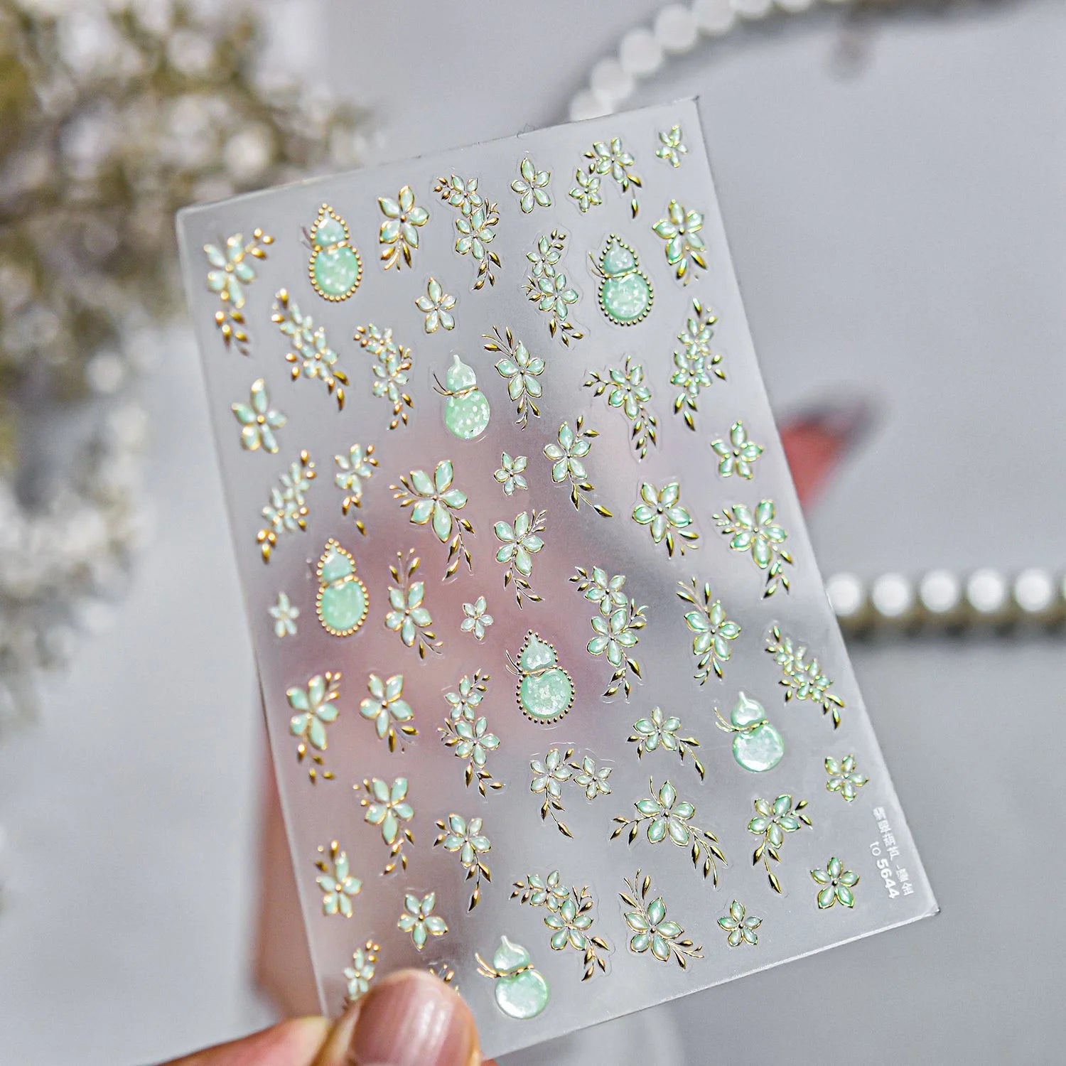 5D Black Silver Dream Thorn Clover Thorn Leaf Silver Spiral Pink Diamond Flower Silver Star Nail Art Stickers Embossed Decals
