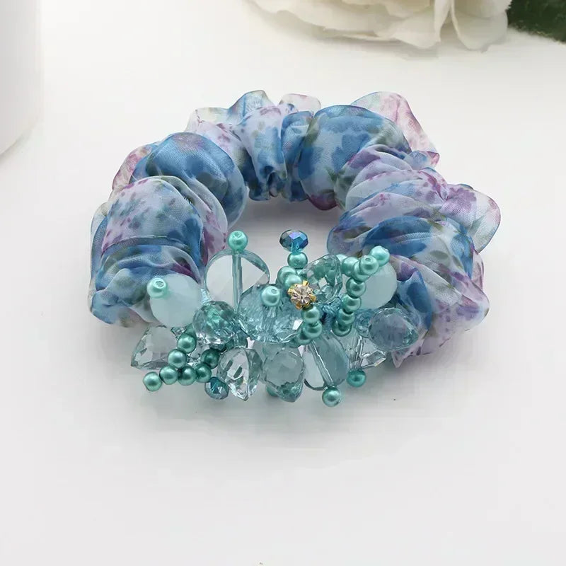 Women Lace Hair Scrunchies  Bow Hair Fantaisie Tie High Elasticity