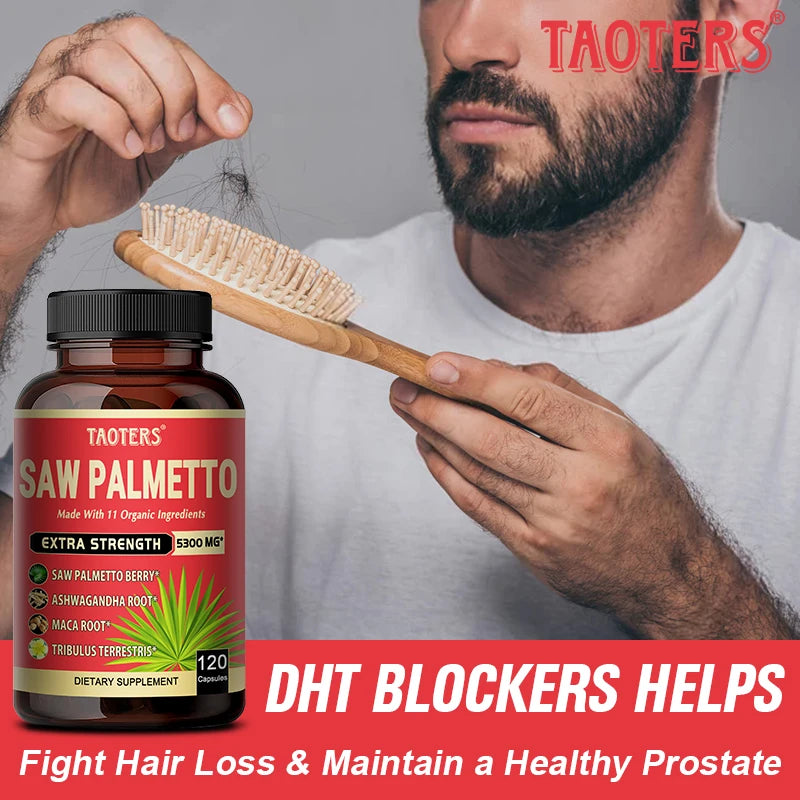 11-in-1 Saw Palmetto Capsules - Ashwagandha, Turmeric & Tribulus, Support Prostate, Urinary Tract & Hair Health Anti Hair Loss