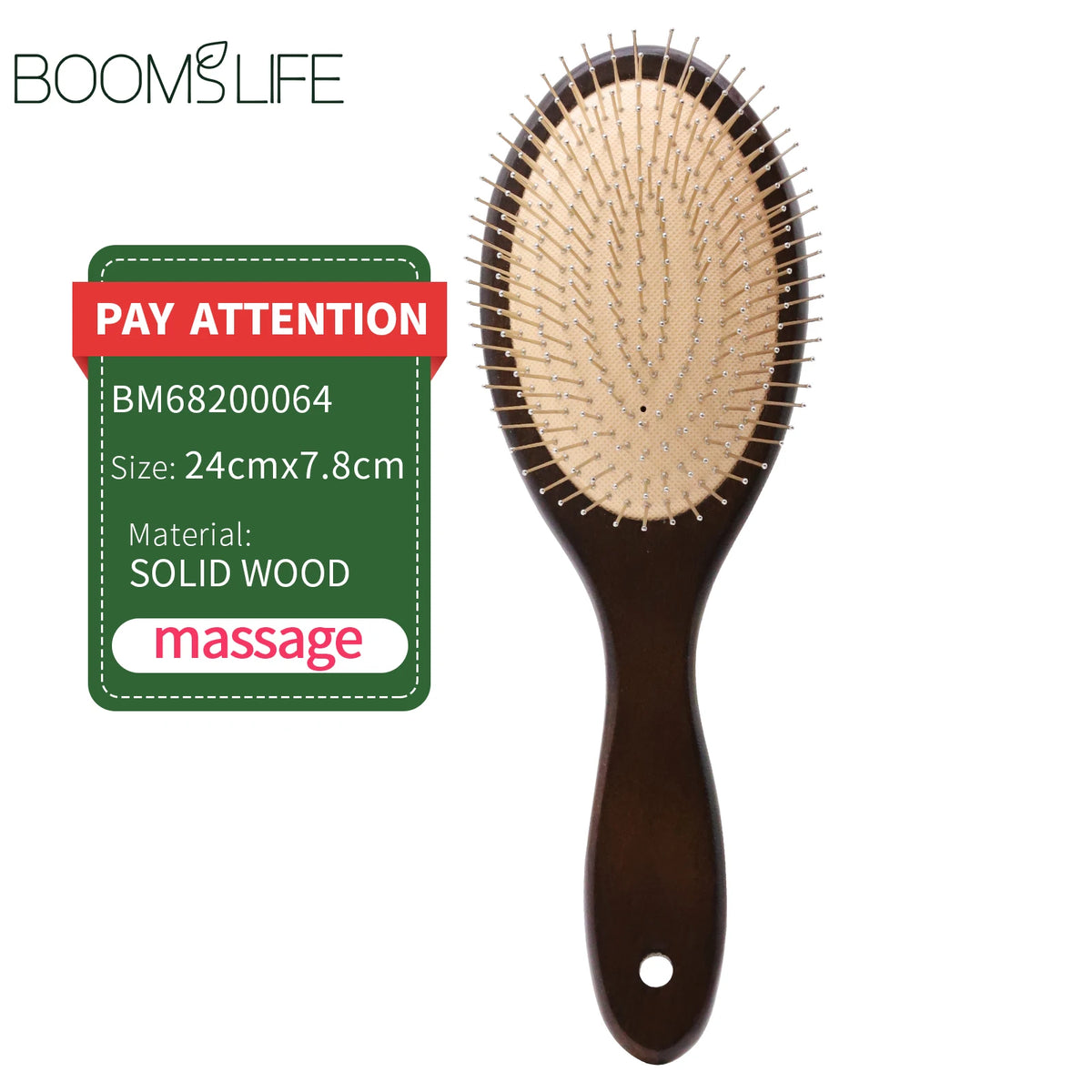 Black Color Steel Hair Brush Women Head Scalp Massage Airbag Detangling Hairbrush With Steel Needle Wood Comb For Hair Combing
