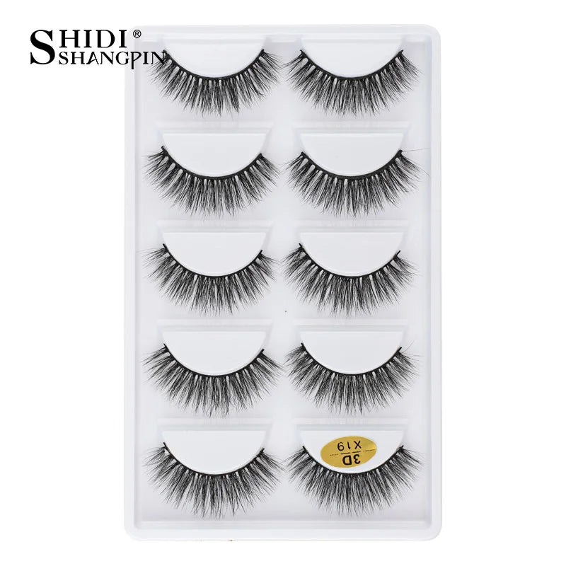 3D Faux Mink Lashes X05 Fluffy Wispy False Eyelashes 5Pairs Reusable Soft Volume Eyelashes Natural Look for Daily & Party Makeup
