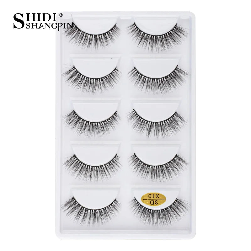 3D Faux Mink Lashes X05 Fluffy Wispy False Eyelashes 5Pairs Reusable Soft Volume Eyelashes Natural Look for Daily & Party Makeup