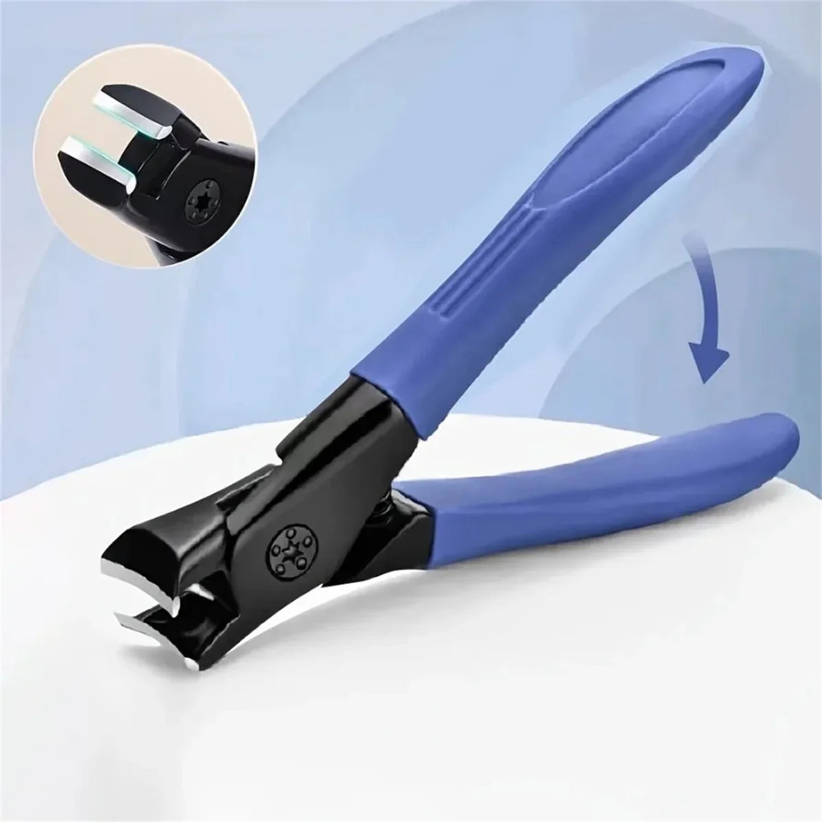Ergonomic Handle Blue Toenail Clipper For Thick Nails Household Daily Foot Manicure Care Supply