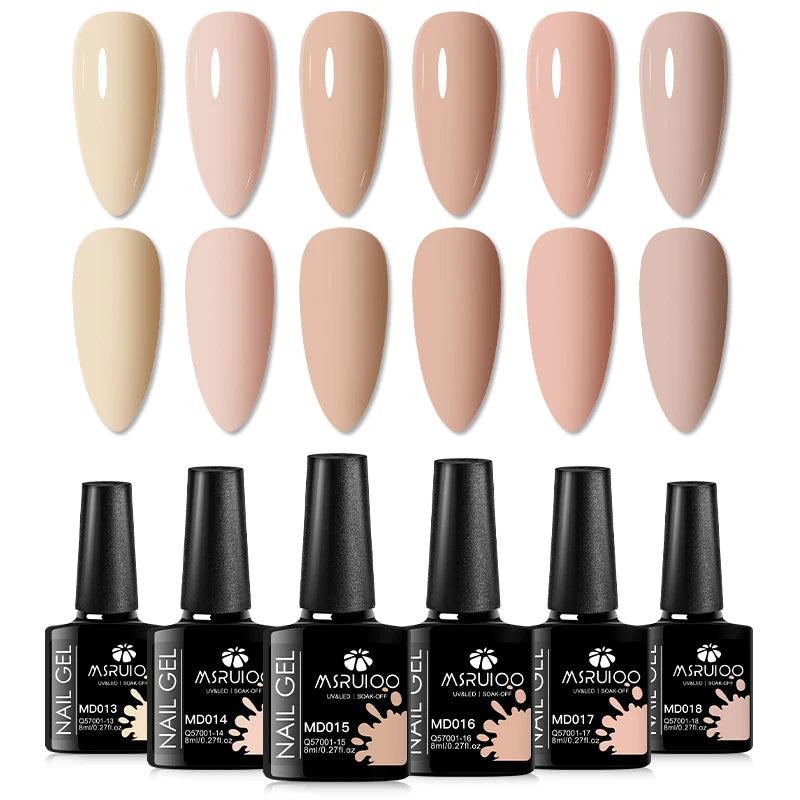 6pc All-Season Colors Gel Nail Polish Set UV LED Soak Off Nail Art Supplies Semi Permanent DIY Manicure Salon Nails Design