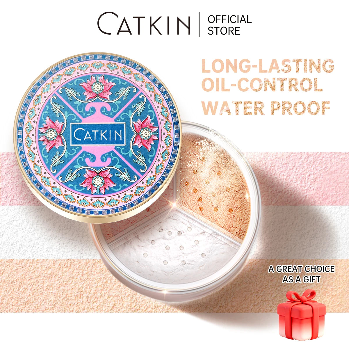 CATKIN Makeup Loose Setting Powder, Oil Control Poreless Face Powder Suitable for All Skin Tones and maintain matte and natural
