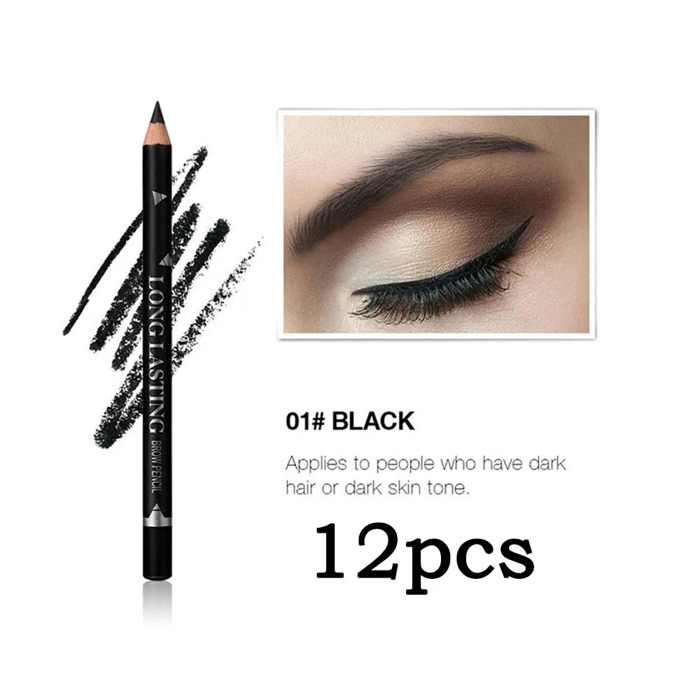 6pcs MENOW 3 Colors Long Lasting Waterproof Eyebrow Pencils Double Use Wooden Pole Eyeliner Permanent Makeup Tattoo Accessories