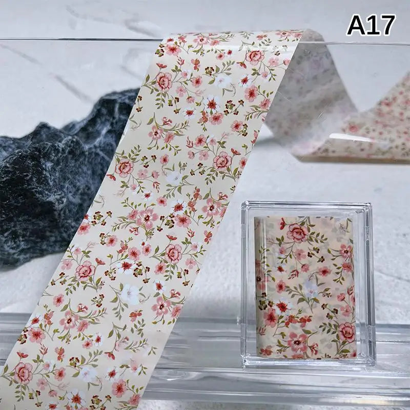 ✰✪Rose Flower Nail Art Transfer Foil Stickers 100cm Long Strip for Salon and Home Use Easy DIY Manicure Decoration