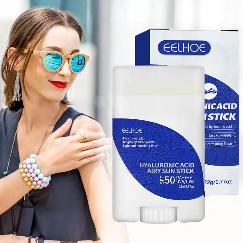 SPF50+ PA++++ Sunscreen Face Stick Hyaluronic Acid Facial Sunscreen UVA/UVB Protection Sun Stick Body Sunscreen Stick 22g