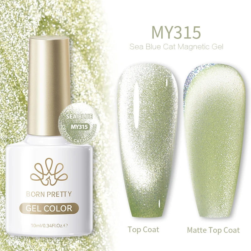 BORN PRETTY 10ml Autumn Gold Pink Glitter Cat Magnetic Gel Nail Polish Jelly Pink Semi Permanent Soak Off UV LED Varnish