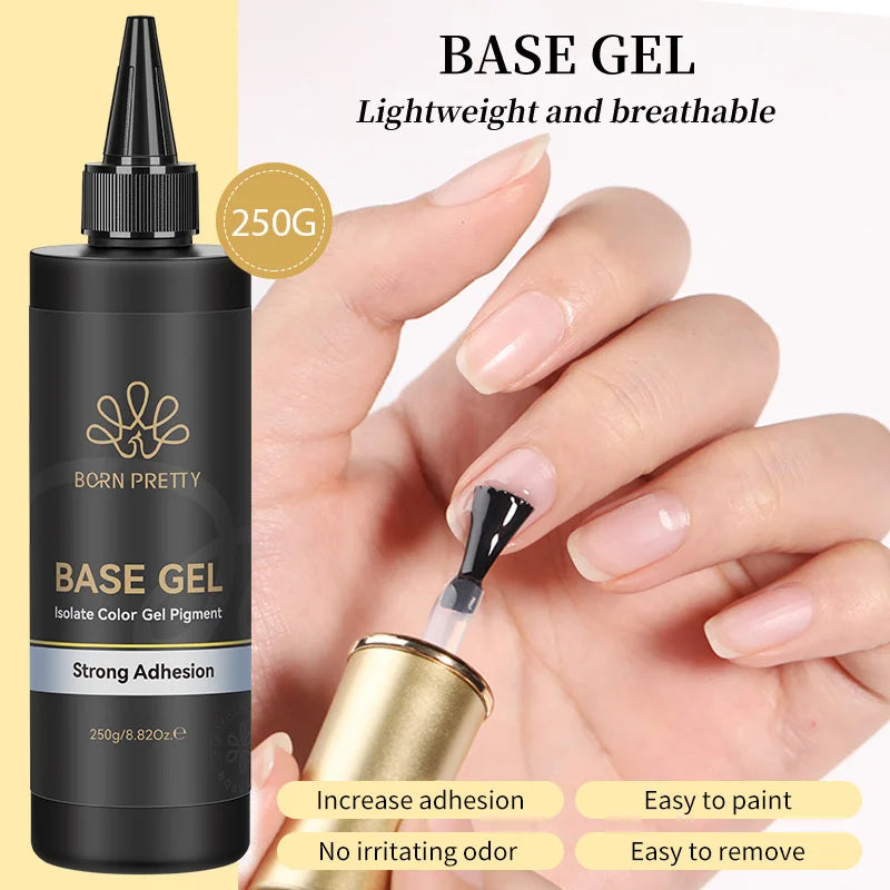 BORN PRETTY 250g Super Top Coat Base Gel Soak off UV LED Drying Long Lasting Semi Permanent Jelly Nude Pink Gel Nail Polish