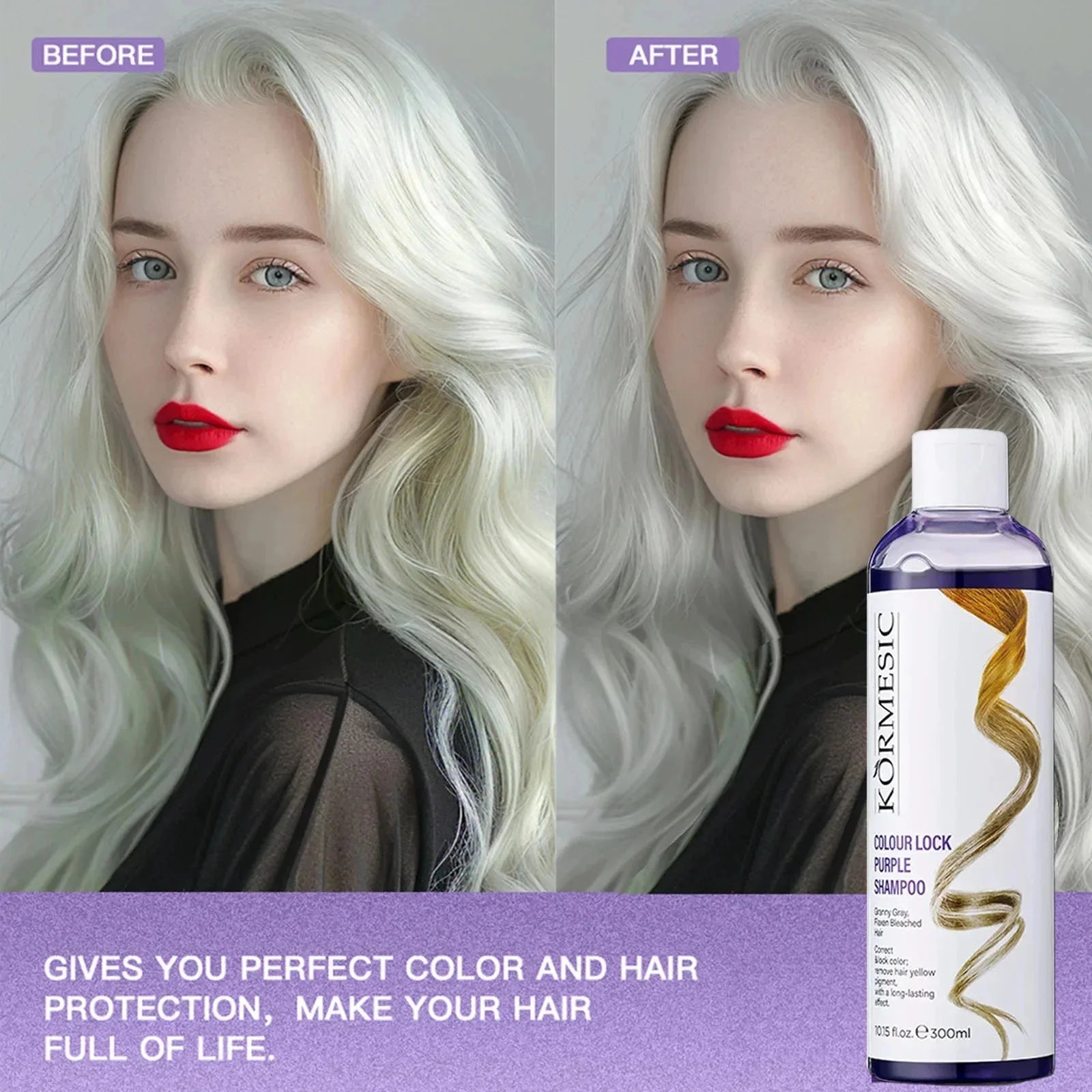 Gray Color Fixing Hair Dye Shampoo Cover Gray Hair Fade Yellow After Bleach Hair Shampoo Non-Irritating Purple Shampoo Blonde
