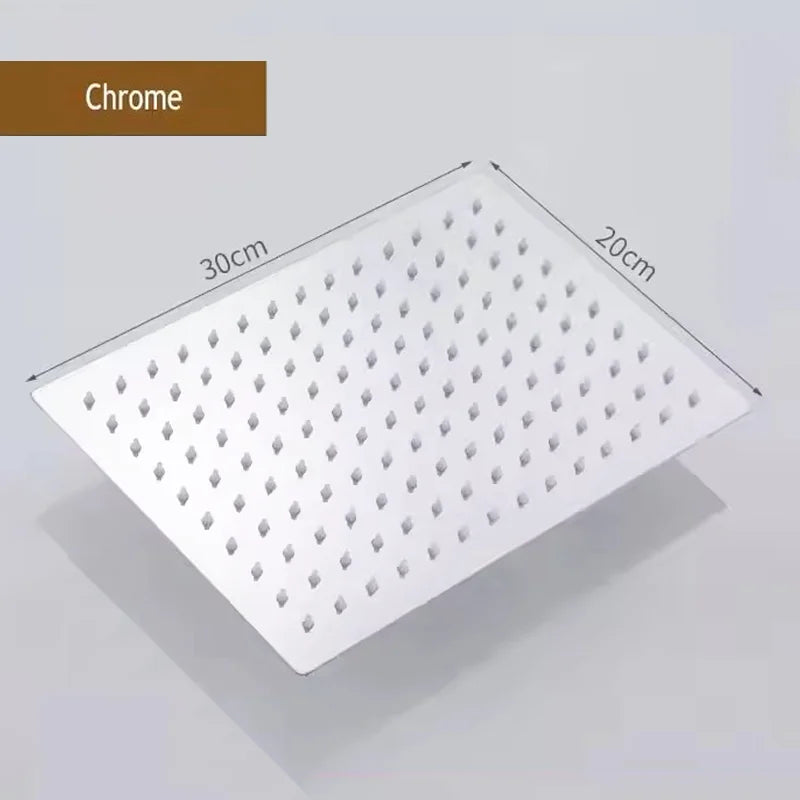 8" 10" 12" Black Silver Golden Stainless Steel High Pressure Waterfall Shower Head Large Flow Pressure Boosting Bathroom Shower