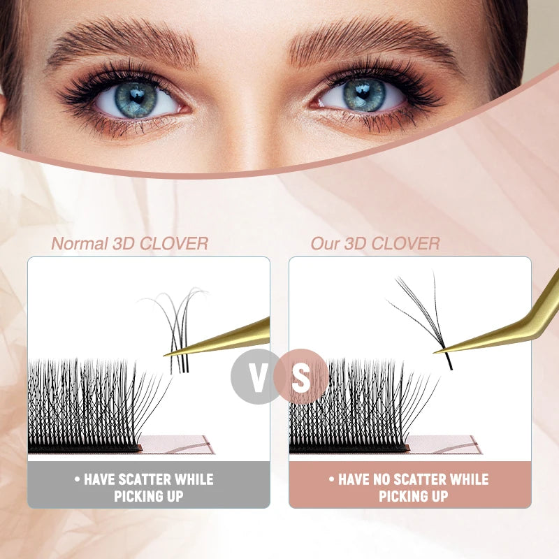 Sakurahana Spike 3D W Shape Premade Volume Fans Eyelash Clover Bloom Natural Soft False Lashes Fluffy Volume Fans Supplies