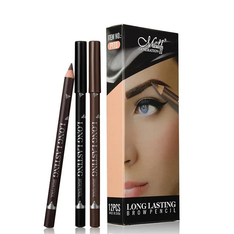 6pcs MENOW 3 Colors Long Lasting Waterproof Eyebrow Pencils Double Use Wooden Pole Eyeliner Permanent Makeup Tattoo Accessories