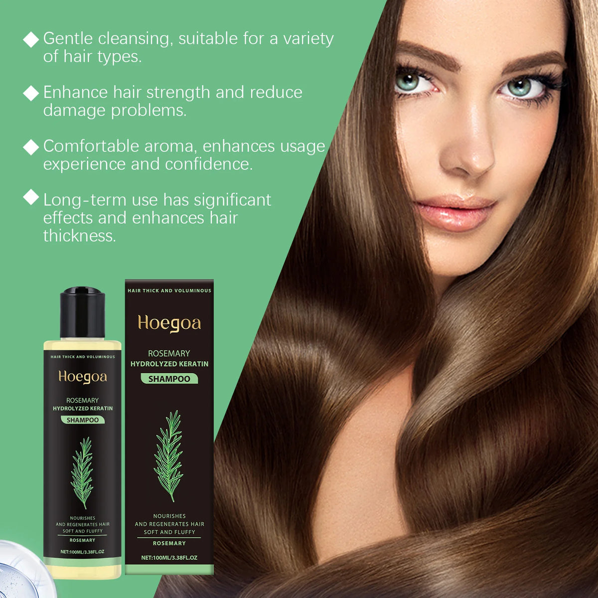 Hoegoa Rosemary Hair Shampoo Volumizing and Thickening Strengthening and Oil Control Nourishes and Repairs Hair Oil Adds Volume