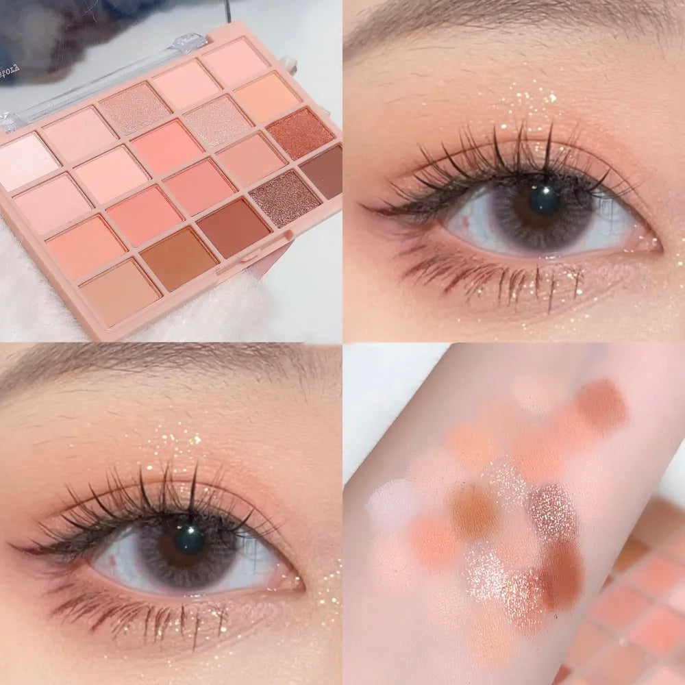 20-Color Warm Eyeshadow Palette – Romantic Smoky & Rose Tones, Matte & Glitter, High-Pigment, Smudge-Proof, Beauty Makeup