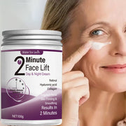 2-Minute Facial Lift Day & Night Cream with Retinol, Hyaluronic Acid & Collagen - Moisturizing Lotion Suitable for All Light Skin Tones, Fragrance-Free, Absorbs in 2 Minutes