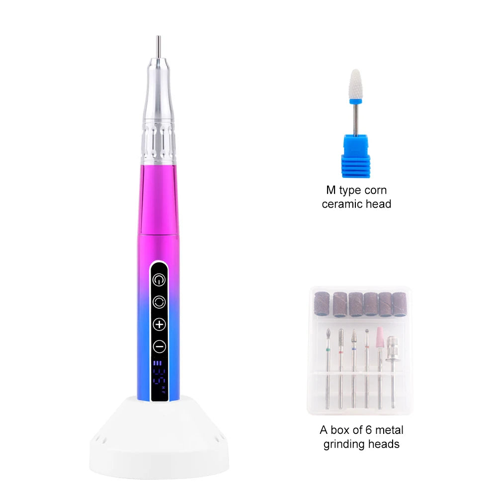 35000RPM Wireless Portable USB Pen Nail Drill Professional Rechargeable Manicure Electric Nail Cuticle File Nail Polisher Tools