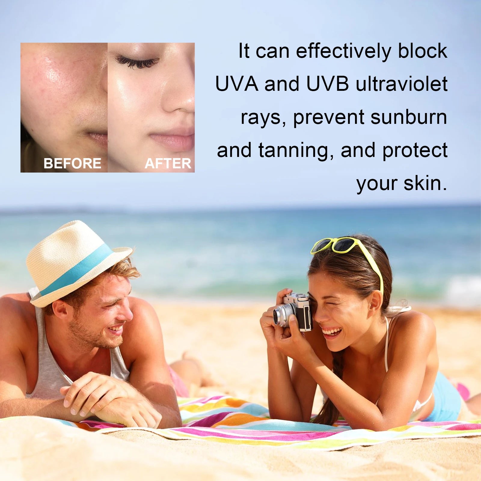 Ouhoe Body and Face Sunscreen Cream SPF 100 Protection UVA UVB Blocker Non Greasy Daily Defense for Summer Outdoor Beach Use 50g