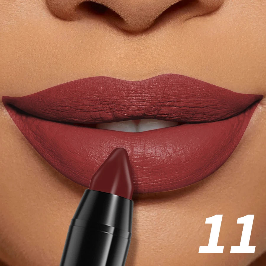 15-Color Velvet Matte Lipstick Pencil Waterproof  Red Brown Pink Long Lasting Lip Stick Korean Makeup Lip Tint Cosmetic Lipgloss