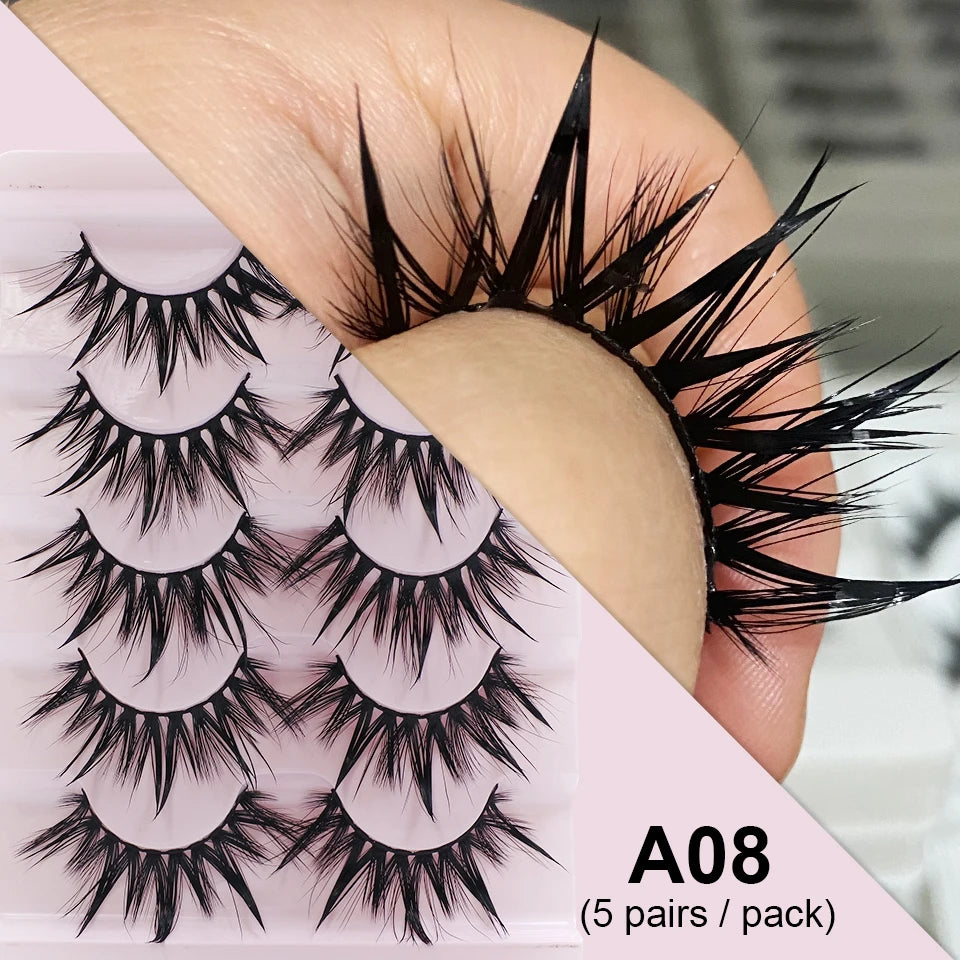 RED SIREN Eyelashes Makeup 5 Pairs Soft Natural Mink Lashes Korean Fashion Manga Lashes