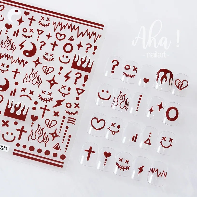 3D Yellow Smile Nlail Art Stickers Nail Decals for Nails Smile Face Manicure Japanese Design DIY Cute Nail Decals Accessories