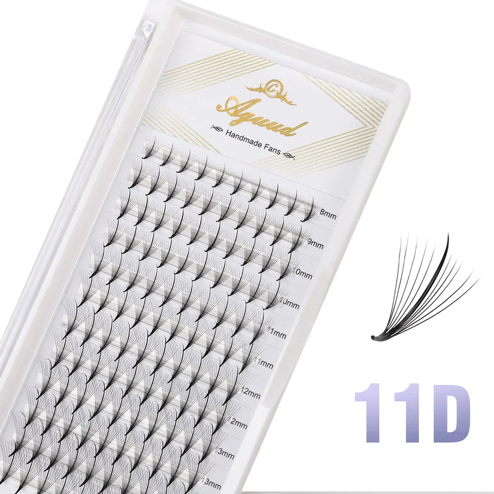 AGUUD 3D/5D/7D/9D Wispy Premade Fans Lash Extension Pointy Base Promade Spike Fans Cluster Eyelash Russian Volume Lash Extension