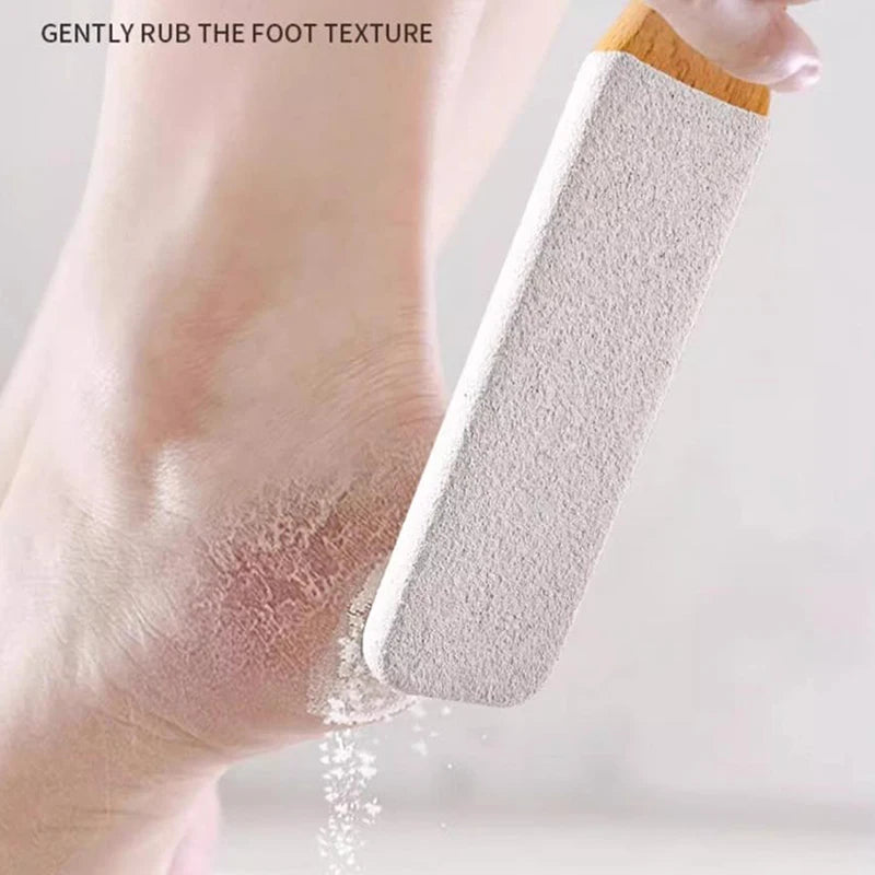 Foot Scrubb Bamboo Handle Foot File360° Natural Pumice Stone Exfoliator Professional Pedicure Tool For Callus Removal Dead Skin