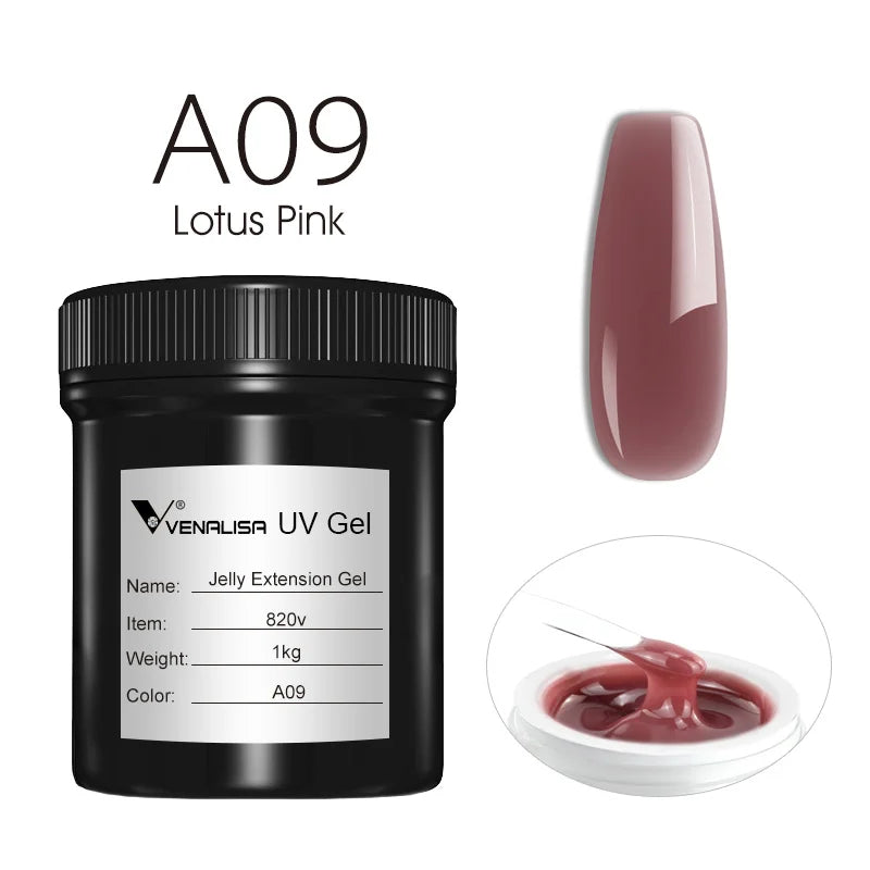 VENALISA Jelly Gel Large Volume 1L Jelly Nude Collection Not Burning Soak Off UV LED Soft Extension Gel Nail Gel Nail Manicure