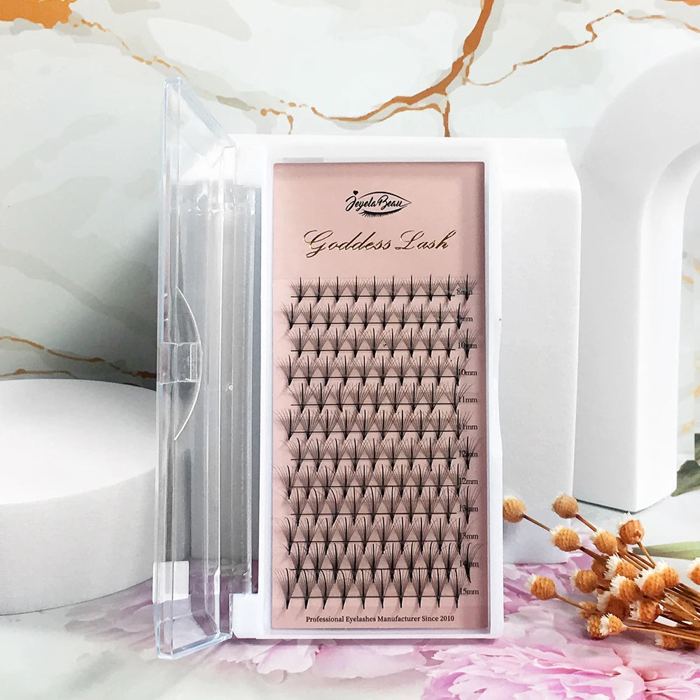 Goddess 9D/13D Premade Wispy Fan Lashes Russia Volume Fans Eyelash Extension Individual Sandwich Faux Mink Eyelashes  Cluster