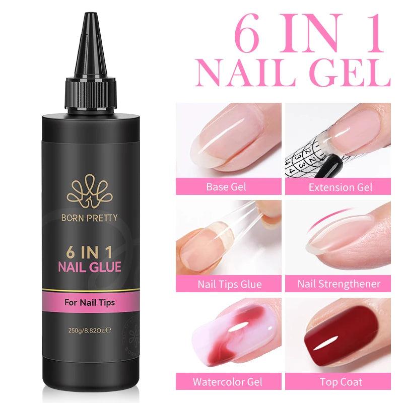 BORN PRETTY 250g Super Top Coat Gel Nail Polish Base Gel Matte Top Coat Jelly Gel Rubber Base Gel Soak Off Big Volume Varnish
