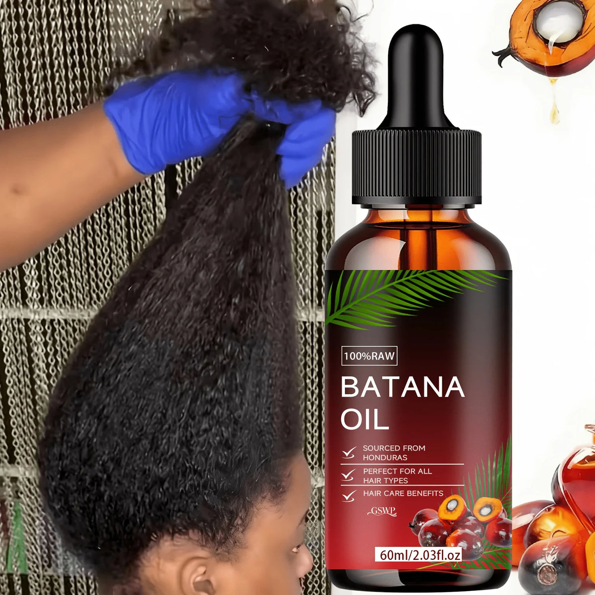 GSWP Batana Oil Hair Oil, Deep Moisturizing, Making It Soft and Shin, Deep Conditioning & Strengthening, Repairing Hair.60/120ml