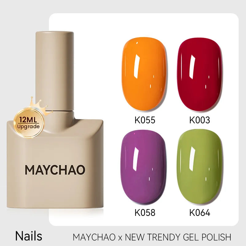 MAYCHAO 12ml Gel Nail Polish Set Professional Salon Nail Art Gels Varnish UV LED Semi Permanent Nail Lacquer Nail Supplies